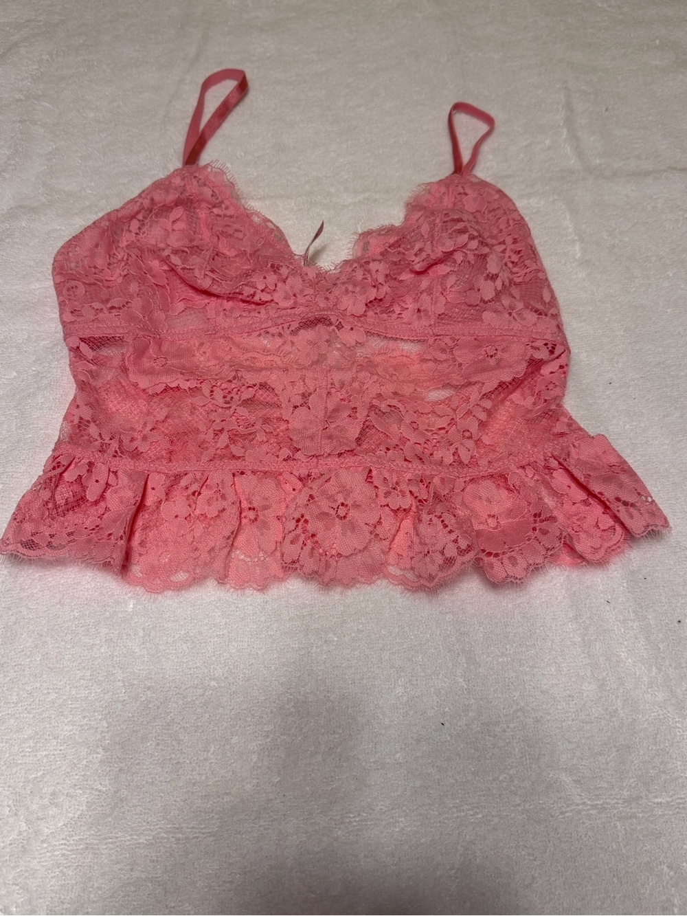 Victoria's Secret Dream Angels Pink Lace Peplum Bralette Top